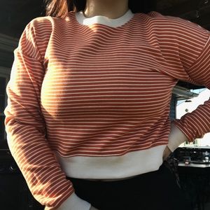 orange stripped forever21 cropped sweatshirt